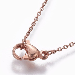 Rose Gold 304 Stainless Steel Cable Chain Necklaces, with Lobster Claw Clasps, Rose Gold, 17.71 inch(45cm)