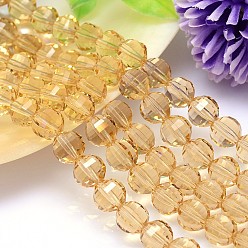 Мокасин Граненый круглый имитация австрийский хрусталь пряди шарик, класс AAA, мокасин, 6 мм, отверстие : 0.7~0.9 мм, около 68 шт / нитка, 15.7 дюйм