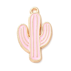 Pink Alliage avec pendentifs en émail, charmes de cactus saguaro, or, rose, 26x16x1.5mm, Trou: 1.6mm