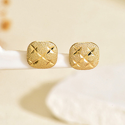 Квадрат Латунь серьги, реальный 18 k позолоченный, квадратный, 11.5 мм