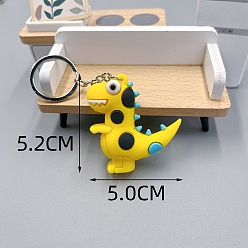 Желтый Пвх пластиковый брелок, мультфильм динозавр, желтые, кулон: 5.2x5 см