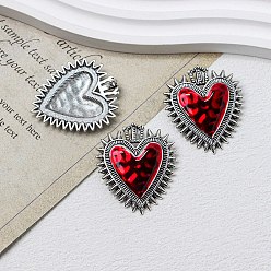 Сердце Подвески из эмали и сплава, античное серебро, сердце, 39x34 мм