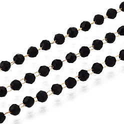 Черный Ручная работа 304 цепочки из нержавеющей стали с гранеными круглыми звеньями, со стеклом, реальный 18 k позолоченный, пайки, с катушкой, чёрные, 2~2.5 мм