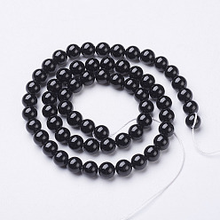 Black Onyx Natural Black Onyx Round Beads Strands, Grade A, Dyed, 6mm, Hole: 1mm, about 63pcs/strand, 15 inch
