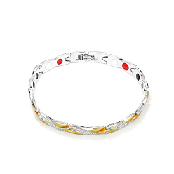 Платиновый & Золотой Браслеты-цепочки из сплава с крестообразными звеньями для женщин, с магнитным, платиной и золотом, 8-1/8 дюйм (20.5 см)