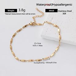 Rectangle Elegant 304 Stainless Steel Link Chain Bracelets for Women, Golden, Rectangle, 9.06 inch(23cm)