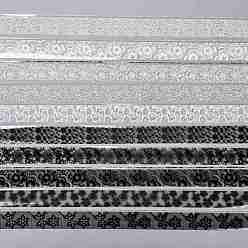 Цветок Переводные фольгированные наклейки для ногтей, наклейки для ногтей, украшения для ногтей, цветочный узор, 2.5 см, 1 м / рулон, 10 рулонов / коробке