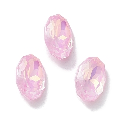 Розовый Стеклянные стразы кабошоны, точка назад и задняя пластина, граненые, овальные, светло-розовый, 10x6.5x3.5 мм