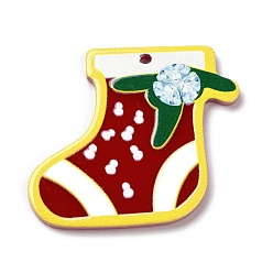 Christmas Sock Pattern Печатные акриловые подвески, на Рождество, рождественские носки, 34.5x38x2 мм, отверстие : 1.8 мм