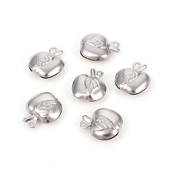 Нержавеющая Сталь Цвет Не тускнеющие 304 подвески из нержавеющей стали, яблоко, цвет нержавеющей стали, 13x11x5 мм, отверстие : 1 мм