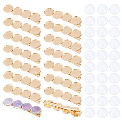 Light Gold Наборы заколок для волос из кожи аллигатора своими руками, в том числе железные заколки из кожи аллигатора, Кабошоны из стекла, золотой свет