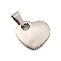 Нержавеющая Сталь Цвет Сердце 304 из нержавеющей стали подвески, анти-тускнение, цвет нержавеющей стали, 15.5x16.5x3.5 мм, отверстие : 7x3.5 мм