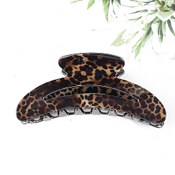 Седло Коричневый Заколки для волос с леопардовым принтом и луной, зажимы для волос из ПВХ, для женщин девушек, седло коричневый, 38x105 мм