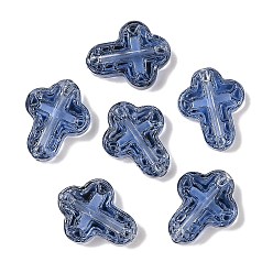 Синий Прозрачная аэрозольная краска стеклянные шарики, крестик, синие, 14.5x11.5x3.5 мм, отверстие : 1 мм