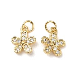 Настоящее золото 18K Стойки обшивки латунь кубического циркония подвески, без кадмия и без свинца, цветок, реальный 18 k позолоченный, 12x10x2.5 мм