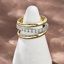 Платиновый & Золотой Латунные микро проложить пальцев кольца кубического циркония, штабелируемые кольца, платиной и золотом, размер США 7 1/2 (17.7 мм) ~ размер США 9 (18.9 мм)