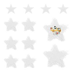 Star 6Bags Polyester Blank Embroidery Sew on Cloth Patches, Sewing Craft Decoration, White, Star, 106x120x1.5mm