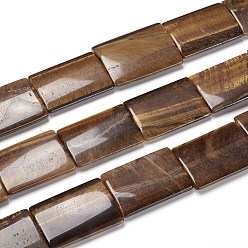 Тигровый глаз Природных тигровый глаз бисер нитей, прямоугольные, 33~35x24~25.5 мм, отверстие : 2.5 мм, около 11 шт / нитка, 14.96 дюйм (38 см)