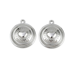 Нержавеющая Сталь Цвет 304 подвески из нержавеющей стали, плоский круглый с подвеской в виде сердца, анти-тускнение, цвет нержавеющей стали, 21.5x18.5x4.5 мм, отверстие : 1.8 мм