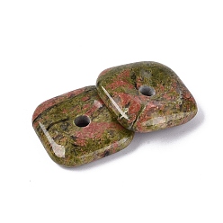 Унакит Природные подвески Unakite, закругленные квадратные подвески в виде безопасных монет, 29.5~30x29.5~30x7~7.5 мм, отверстие : 5~5.3 мм