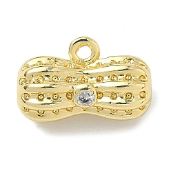 Настоящее золото 18K Латунные микропаве прозрачные подвески с фианитом, арахиса прелести, без кадмия и без свинца, долговечный, стойки покрытие, реальный 18 k позолоченный, 9x14x7 мм, отверстие : 1.2 мм