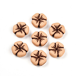 Персиковый Слойка Непрозрачные акриловые бусины, цветок, розовые, 19.9x19.6x7 мм, отверстие : 1.6 мм, Около 238 шт / 500 г