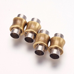 Bronze Antique 304 fermoirs magnétiques en acier inoxydable avec extrémités à coller, vase, bronze antique, 16.5x10mm, Trou: 6mm