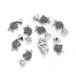 Античное Серебро Сплавочные подвески тибетского стиля, музыкальные инструменты подвески, античное серебро, 22x13.5 мм, 100 шт / комплект