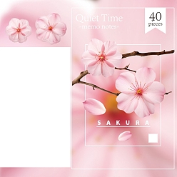 Pink 40 Sheets Sakura Cute Memo Pad Sticky Notes, Sticker Tabs, for Office School Reading, Pink, 40x40x5mm