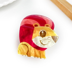 Лев Акриловые коготь заколки, красные, лев, 59x54 мм