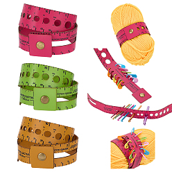 (52) Непрозрачная лаванда 3шт. 3 цвета кожаные измерительные линейки, прямоугольные, разноцветные, 459x27x6 мм, отверстие : 2~11 мм, внутренний диаметр: 6x49 мм, 1 шт / цвет