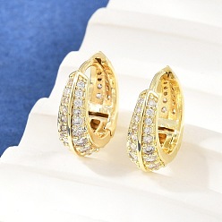 Plaqué 16K Or Véritable Micro cuivres ouvrent zircons boucles d'oreilles, ronde, réel 16 k plaqué or, 16.5x6.5mm