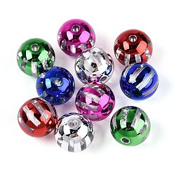 (52) Непрозрачная лаванда Прозрачные акриловые бусины, круглый с полосой, разноцветные, 12 мм, отверстие : 2 мм