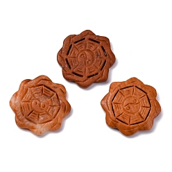 Яшма с Красной Линией Натуральный красный цветок яшмы с декоративными элементами в виде инь-ян, фигурка для украшения дома, фен-шуй энергетический камень подарок для домашнего офиса украшение рабочего стола, 45~48x6~6.5 мм