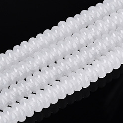Белый Стеклянные бусины, имитация нефрита , рондель, белые, 6x3 мм, отверстие : 1 мм, около 118~121 шт / нитка, 14.96~15.31'' (38~38.9 см)