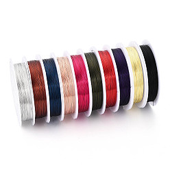 (52) Непрозрачная лаванда Круглая медная проволока для ювелирных изделий, разноцветные, 28 калибр (0.3 мм), около 65.61 футов (20 м) / рулон, 10 рулонов / группы