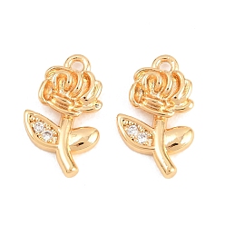 Настоящее золото 18K Подвески из латуни с микро-паве ко Дню святого Валентина, прозрачные циркониевые подвески, без никеля , , реальный 18 k позолоченный, 13x8x2.5 мм, отверстие : 1.2 мм