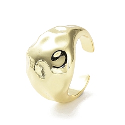 Настоящее золото 18K Покрытие стойки латунные открытые кольца, Женское кольцо на палец с широкой манжетой, долговечный, без свинца и без кадмия, реальный 18 k позолоченный, внутренний диаметр: 17.6 мм