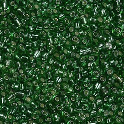 Lime Green 8/0 Glass Seed Beads, Silver Lined Round Hole, Round, Lime Green, 3mm, Hole: 1mm, about 10000 beads/pound