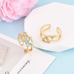 Настоящее золото 18K Манжеты из латуни с микро паве кубический цирконий для женщин, треугольные, реальный 18 k позолоченный, 9.5 мм