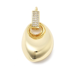 Настоящее золото 18K Латунные подвески, с микро проложить кубического циркония, слеза, без кадмия и без свинца, реальный 18 k позолоченный, 34x18x11.5 мм, отверстие : 2 мм
