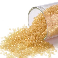 (2F) Transparent Frost Light Topaz Toho perles de rocaille rondes, perles de rocaille japonais, (2 f) topaze givrée transparente, 15/0, 1.5mm, Trou: 0.7mm, environ15000 pcs / 50 g