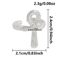 Нержавеющая Сталь Цвет 304 открытые манжеты из нержавеющей стали, египетский анкх, ключ жизни/крест анкх, цвет нержавеющей стали, 24 мм, внутренний диаметр: 21 мм