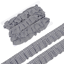 Schwarz 5 Meter Polyester-Knitterbänder, Gurtband für Kleidungsaccessoires, Tartanmuster, Schwarz, 1-1/2 Zoll (39 mm)