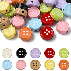 (52) Непрозрачная лаванда 40 шт 10 цвета сплава эмалевые бусины, круглая форма кнопки, разноцветные, 10x5 мм, отверстие : 1.5 мм, 4 шт / цвет