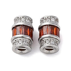 Платина Винтовые застежки из латуни с микропаве из кубического циркония, без кадмия, без никеля и без свинца, колонка, платина, 11x7 мм, штифты : 0.7 мм