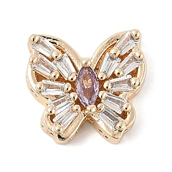 Средняя Орхидея Латунные микро проложить кубического циркония бусы, бабочка, без свинца и без кадмия, долговечный, средне орхидеи, 14.5x15.5x5.5 мм, отверстие : 1.2 мм