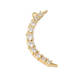 Настоящее золото 18K Латунные микро проложить кубического циркония подвески, луна, стойки покрытие, долговечный, реальный 18 k позолоченный, 28.5x11x3 мм, отверстие : 1.2 мм