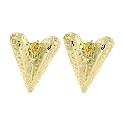 Oro Aretes de latón con textura de corazón para mujer, sin plomo y cadmio, larga duración plateado, dorado, 21x17 mm