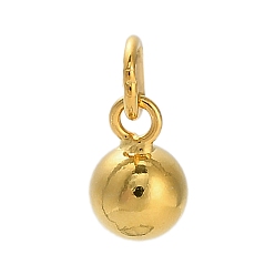 Золотой 925 круглые полые подвески из стерлингового серебра, с прыжковых колец, золотые, 8x5 мм, отверстие : 2.5 мм